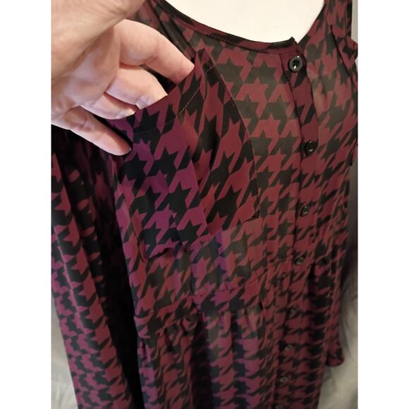Torrid Sheer Shirt Dress Red Black Check Sz 3x Feminine Fairy Goth - Picture 5 of 14